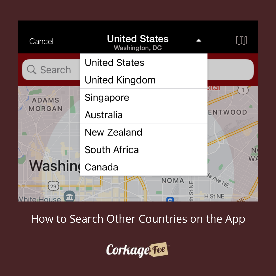 Change the Country on Corkage Fee App